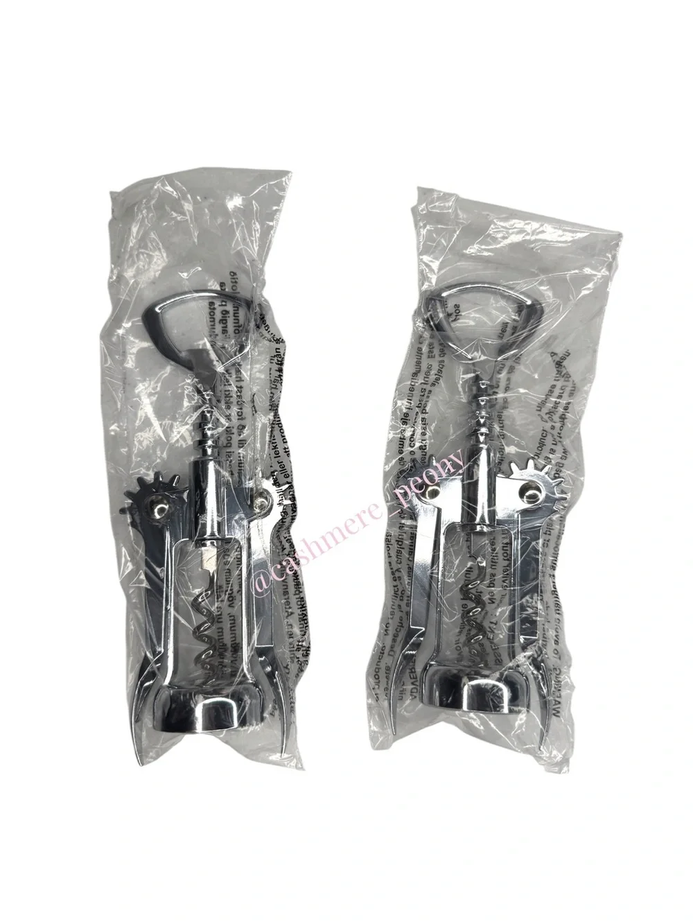 Set of 2 Silver Metal Wing Corkscrew Wine Bottle and Beer Opener